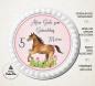 Preview: Tortenaufleger zum Geburtstag "Pferd & Blumen" in Rosa mit einem Wunschtext