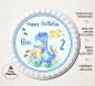 Mobile Preview: Tortenaufleger zum Geburtstag "Dinosaurier" in Blau mit einem Wunschtext