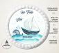 Preview: Tortenaufleger zur Taufe "Schiff & Walfisch" in Blau mit einem Wunschtext