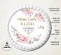 Preview: Tortenaufleger zur Taufe "Blüten Rosen & Taufbecken" in Rosa mit einem Wunschtext