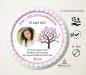 Mobile Preview: TortenauflegTortenaufleger zur Kommunion "Lebensbaum" in Rosa personalisiert mit Text und Foto