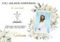 Preview: Tortenaufleger zur Kommunion "Kreuz & weiße Blumen" personalisiert mit Text und Foto eckig Buchform