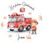 Mobile Preview: Personalisierter Tortenaufleger Feuerwehrmann personalisiert mit Name und Alter