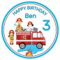 Preview: Tortenaufleger zum Geburtstag"Feuerwehr & Feuerwehrauto" personalisiert mit Text