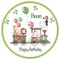 Preview: Tortenaufleger Geburtstag Dschungel-Motiv mit Geburtstagszug personalisiert