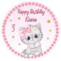 Preview: Tortenaufleger zum Geburtstag "Katze" in Rosa mit einem Wunschtext