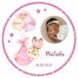 Preview: Tortenaufleger zur Babyparty / Geburt "Hase Sterne & Luftballon " mit Foto & einem Wunschtext in Rosa