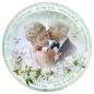 Mobile Preview: Tortenaufleger zur Hochzeit "Blumen & Taube" mit Foto & einem Wunschtext