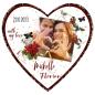 Mobile Preview: Tortenaufleger zur Hochzeit "Herzform Blüten & Rosen" mit Foto & einem Wunschtext