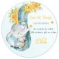 Mobile Preview: Tortenaufleger zur Taufe "Elefant & gelbe Rosen" in der Farbe Blau und Wunschtext