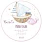 Preview: Tortenaufleger zur Taufe "Schiff & Wal" in Rosa mit einem Wunschtext