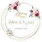 Preview: Tortenaufleger Hochzeit Blumen & Goldene Ringe personalisiert