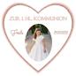 Preview: Tortenaufleger zur Kommunion "Gliterrrand in Herzform" personalisiert mit Text und Foto