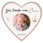 Preview: Tortenaufleger Taufe Herzform mit Foto in Rosa personalisiert