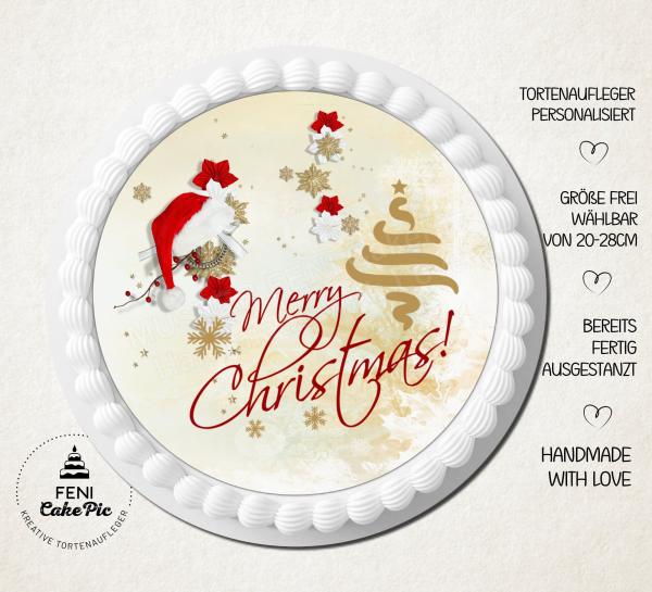 Tortenaufleger zu Weihnachten "Weihnachtsmütze" personalsiert mit Wunschtext