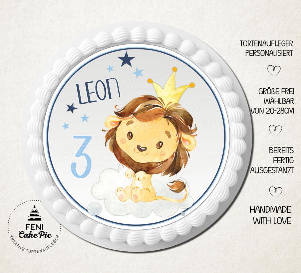 Tortenaufleger zum Geburtstag "Löwe" personalisiert mit Text