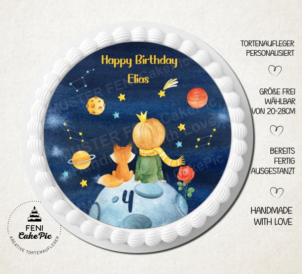 Tortenaufleger zum Geburtstag "Kleiner Prinz" einem Wunschtext