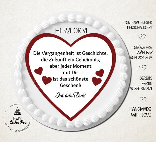 Tortenaufleger zur Hochzeit "Liebeserklärung" mit Wunschtext personalisiert