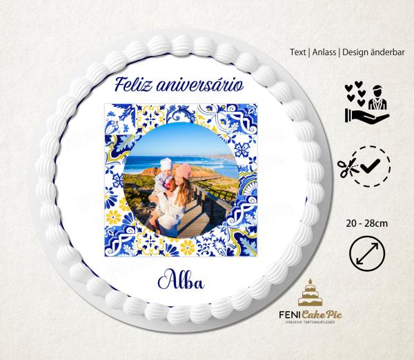 Essbare Tortenaufleger mit Azulejos Fliesen personalisiert