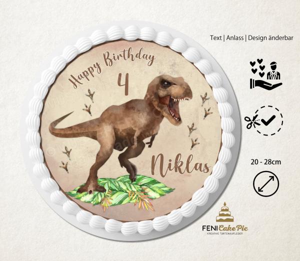 Tortenaufleger Geburtstag mit Dino-Designs vorgestanzt und personalisiert