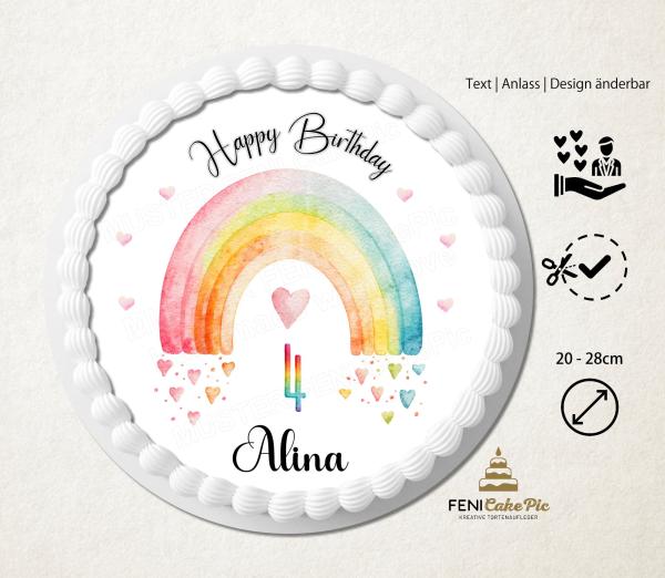 Tortenbilder mit Regenbogen & Friedensbogen personalisiert