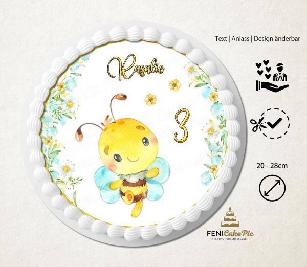Tortenaufleger Geburtstag Biene in Fotoqualität personalisiert