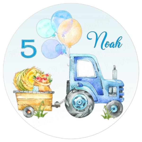 Tortenaufleger zum Geburtstag"Traktor & Luftballon" personalisiert mit Text