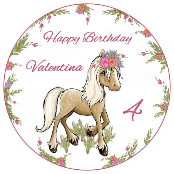 Tortenaufleger Geburtstag Pferd Pony personalisiert
