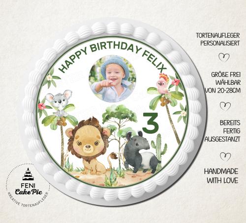 Tortenaufleger zum Geburtstag "Dschungel" inkl. einem Foto & persönlichen Wunschtext