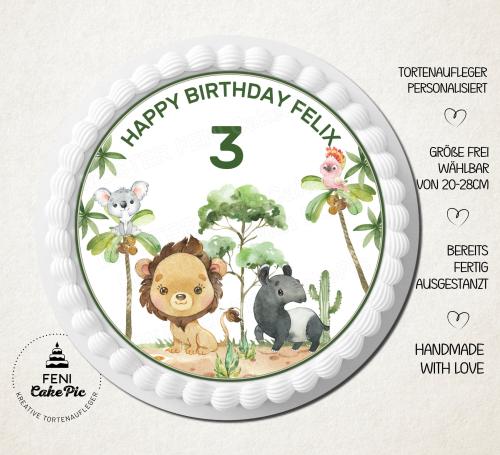 Tortenaufleger zum Geburtstag "Dschungel" inkl. einem persönlichen Wunschtext