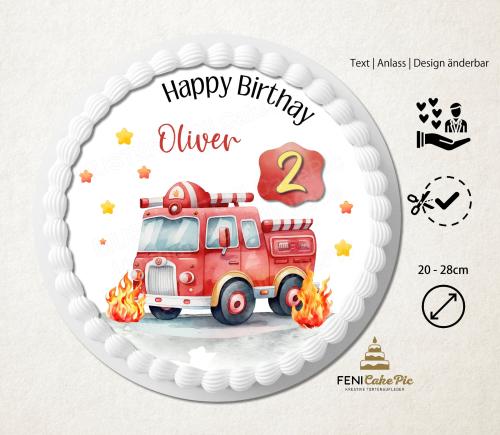 Tortenaufleger Geburtstag Feuerwehrmann als Kinderheld