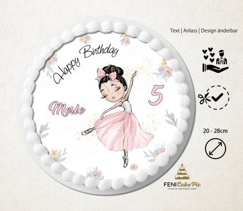 Ballerina-Tortenaufleger für Mädchen-Geburtstage