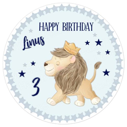 Tortenaufleger zum Geburtstag "Löwe" personalisiert mit Text